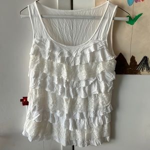 White tank with lace detail
